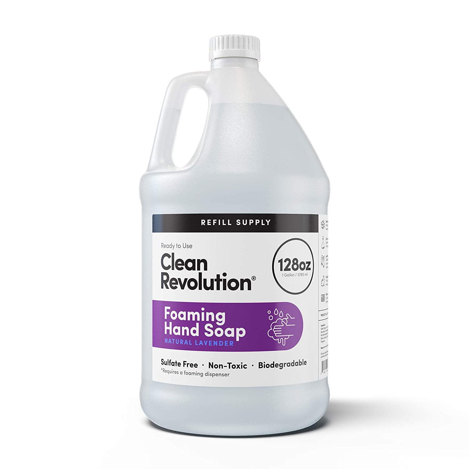 Clean Revolution jabon espumoso en dispensador listo para uso diario, piel suave
