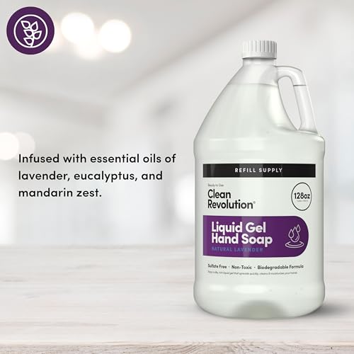 Clean Revolution hand soap is being poured for quick, effective hand cleaning.