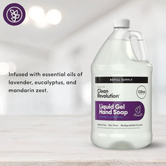 Clean Revolution hand soap is being poured for quick, effective hand cleaning.
