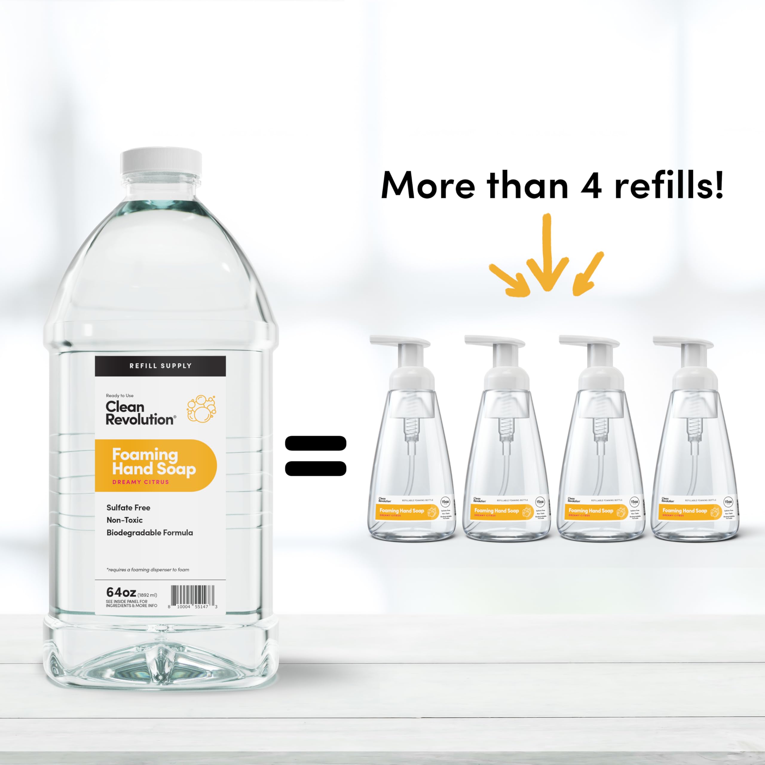 Recambio 64oz de Clean Revolution para reducir plásticos.