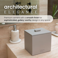 CLEAN SKIN CLUB cement box on countertop demonstrates compact, space-saving design