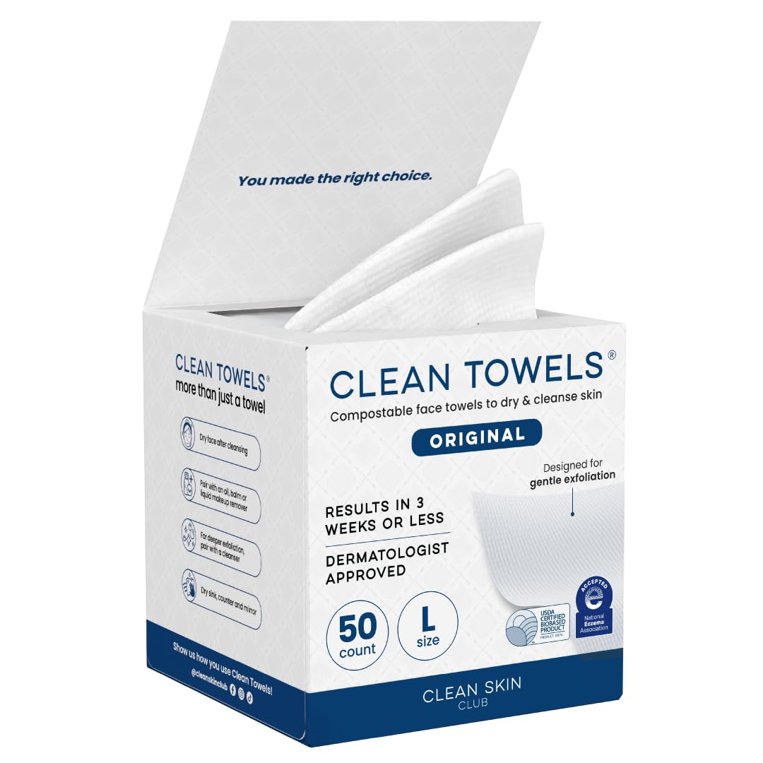 CLEAN SKIN CLUB, toallitas faciales grandes, uso diario sin irritación.