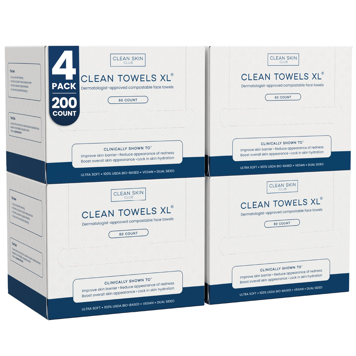 Clean Skin Club Clean Towels XL pack closed for organized storage