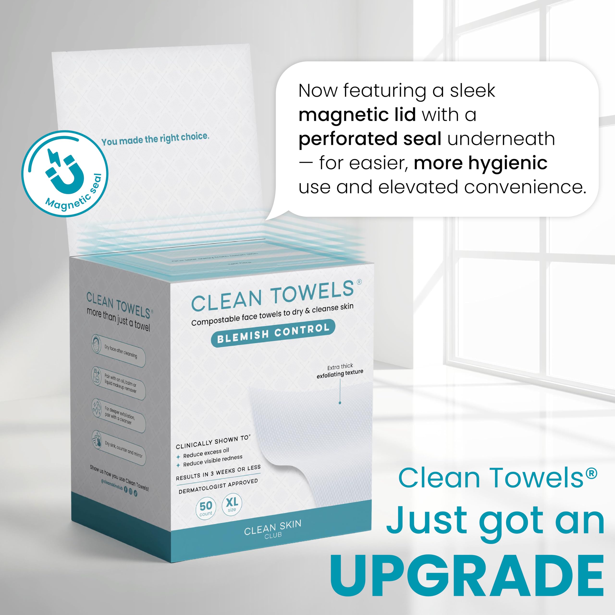 CLEAN SKIN CLUB toallas faciales compostables, opción ecológica para la rutina.
