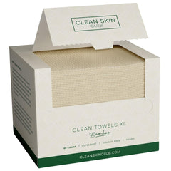 Paquete de 50 toallas faciales XL de Clean Skin Club para uso diario suave.