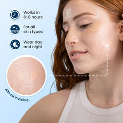 Parche invisible DermaDot para uso diurno y nocturno.
