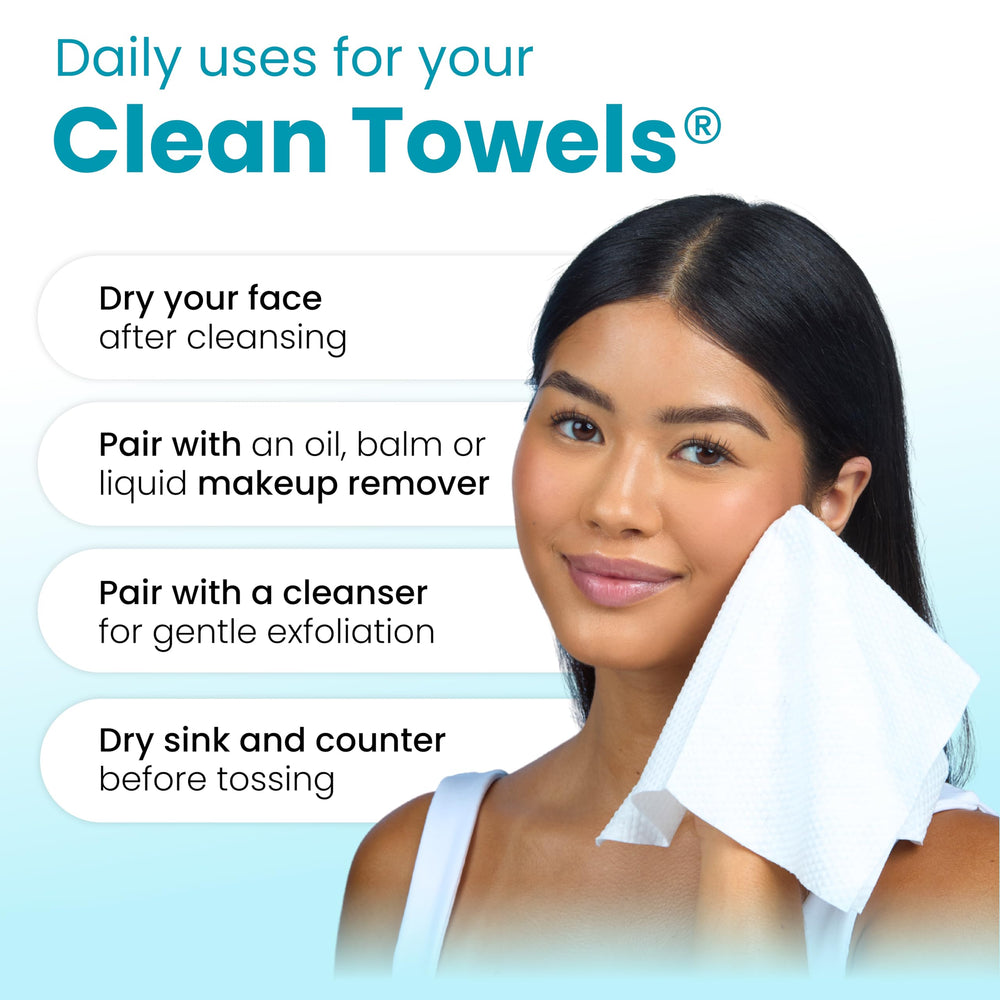 CLEAN SKIN CLUB desmaquillado rápido, toalla seca para piel grasa.