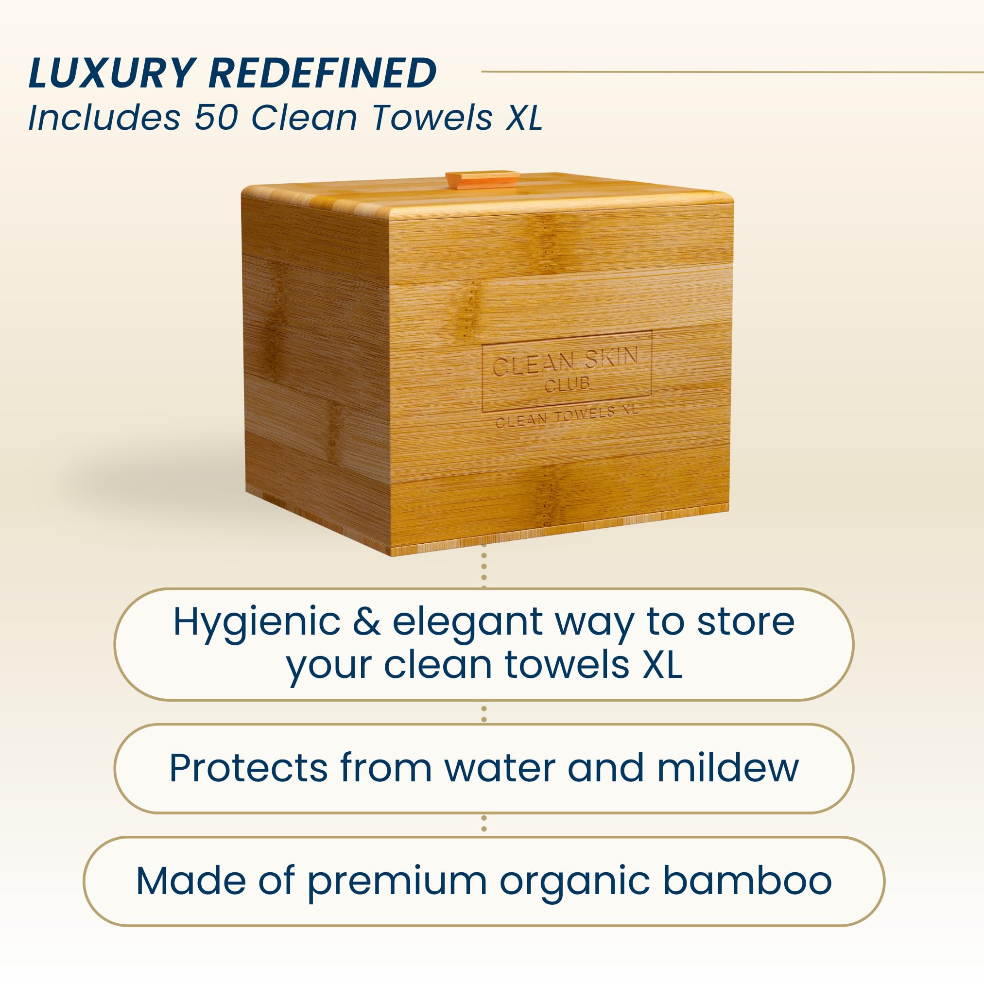 Close-up of Clean Skin Club removable cover on bamboo container