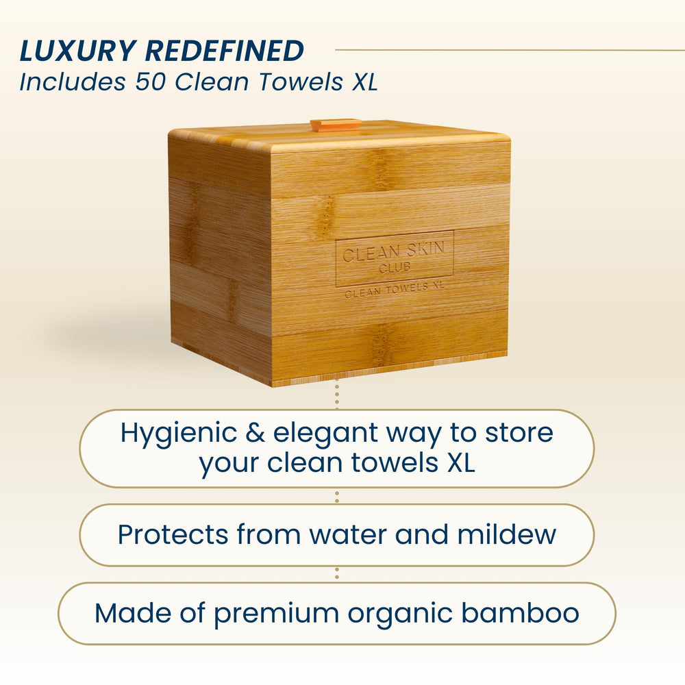 Close-up of Clean Skin Club removable cover on bamboo container