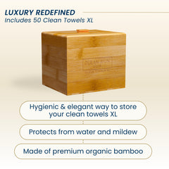 Close-up of Clean Skin Club removable cover on bamboo container