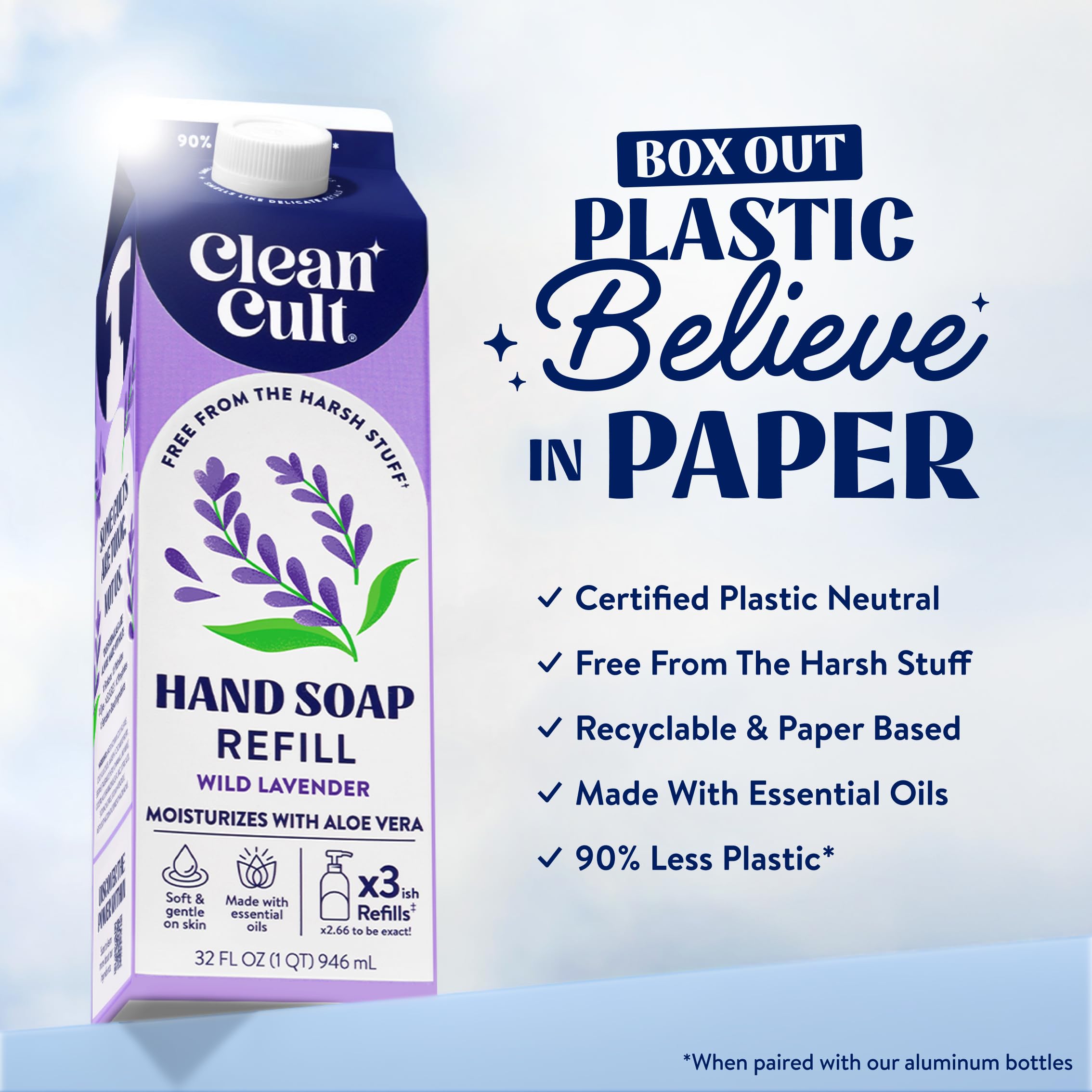 Cleancult envase de papel ecológico, empaque sostenible para refil