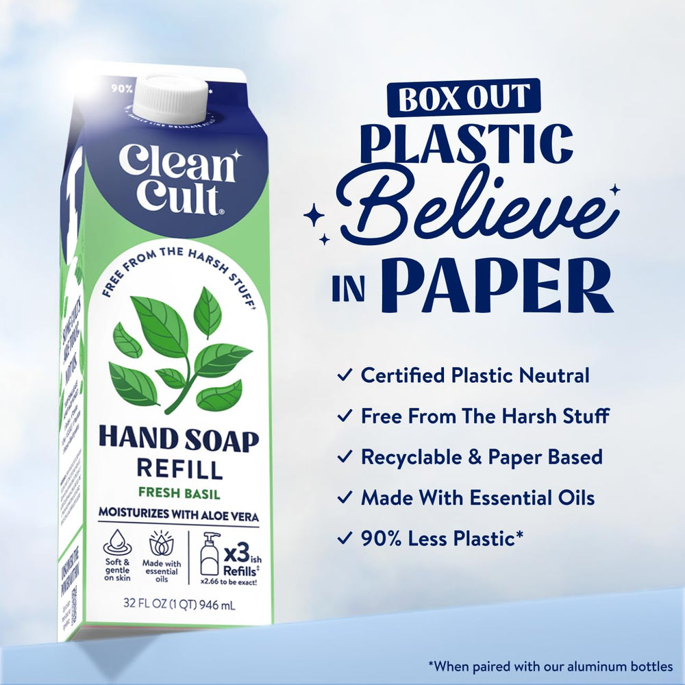 Relleno en envase de papel de Cleancult, opción eco para reducir plástico.
