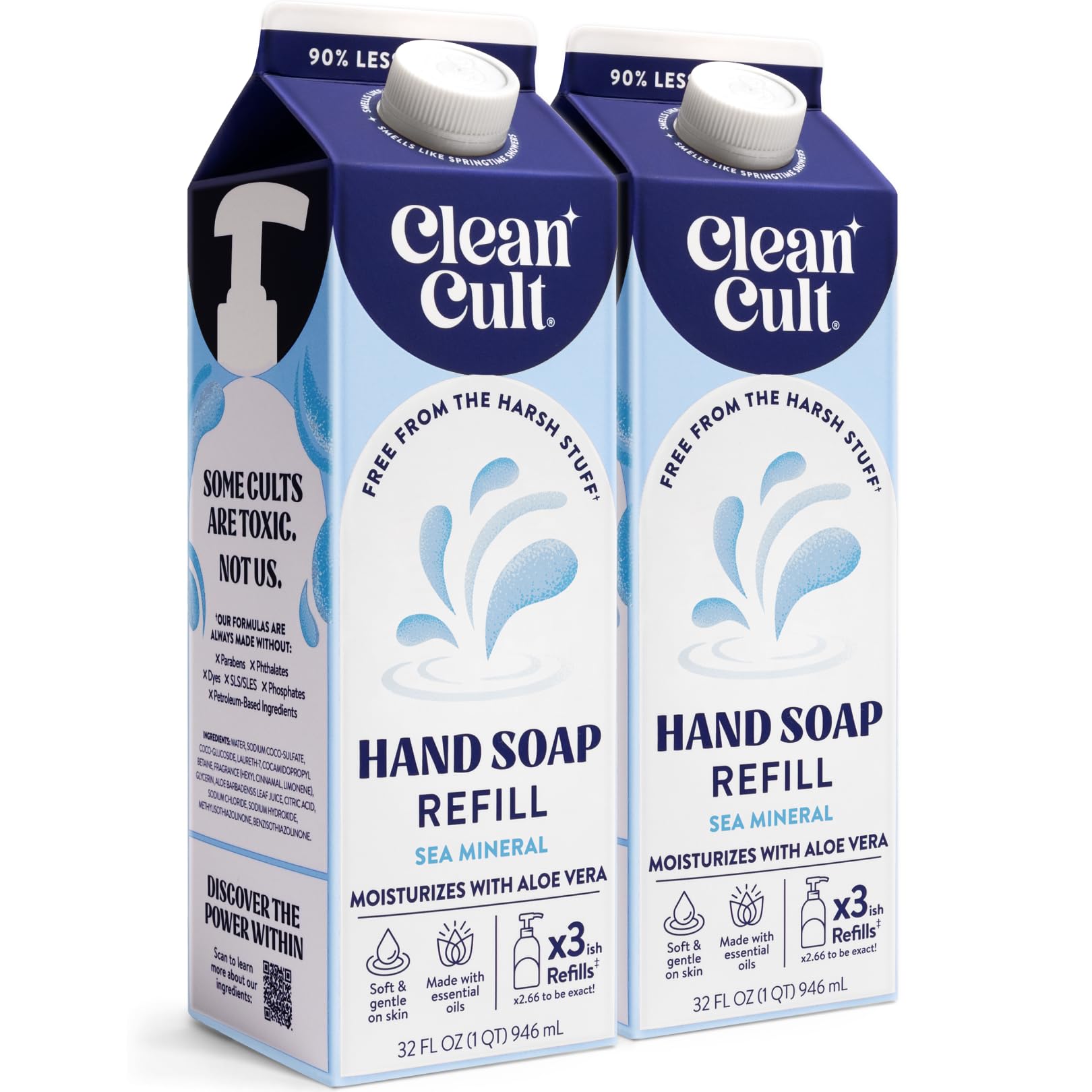 Cleancult jabón líquido recarga minerales marinos para manos con aroma suave