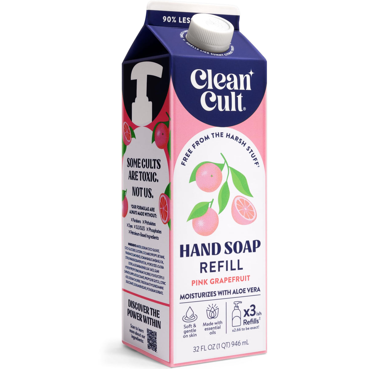 Jabón líquido Cleancult relleno pomelo rosado para manos suaves