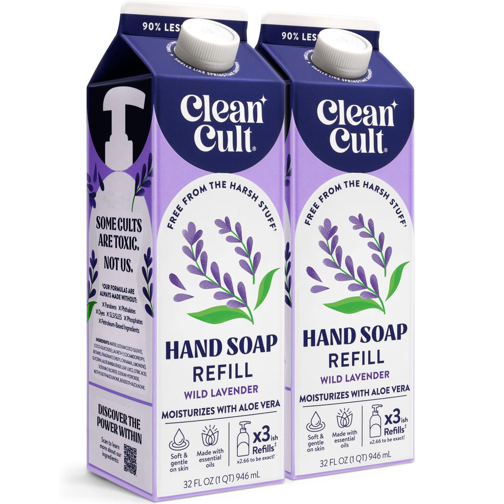 Cleancult liquid hand soap refill with wild lavender for moisturized cleansing.