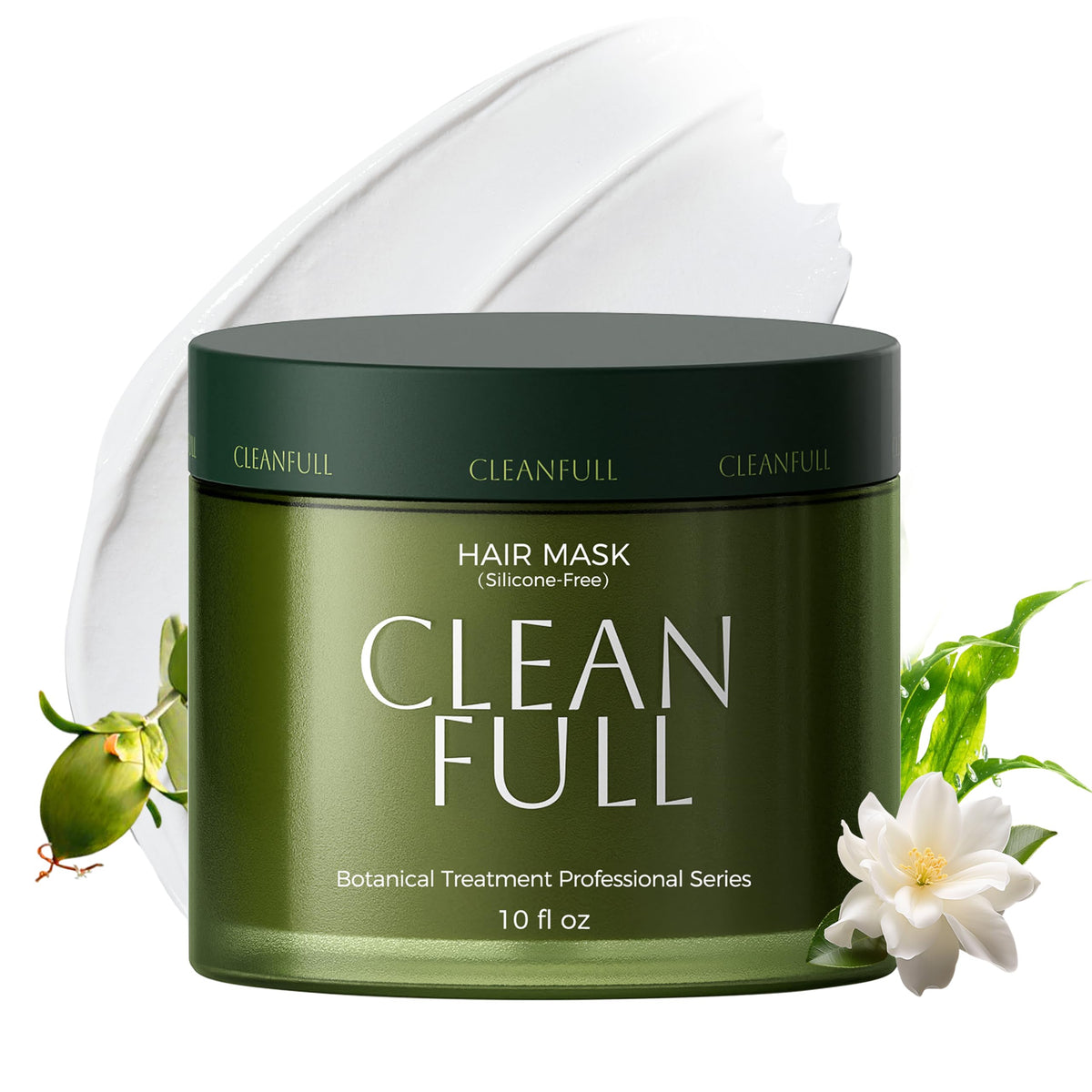 CLEANFULL mascarilla keratina botanica, botella visible para cuidado profundo del cabello dañado