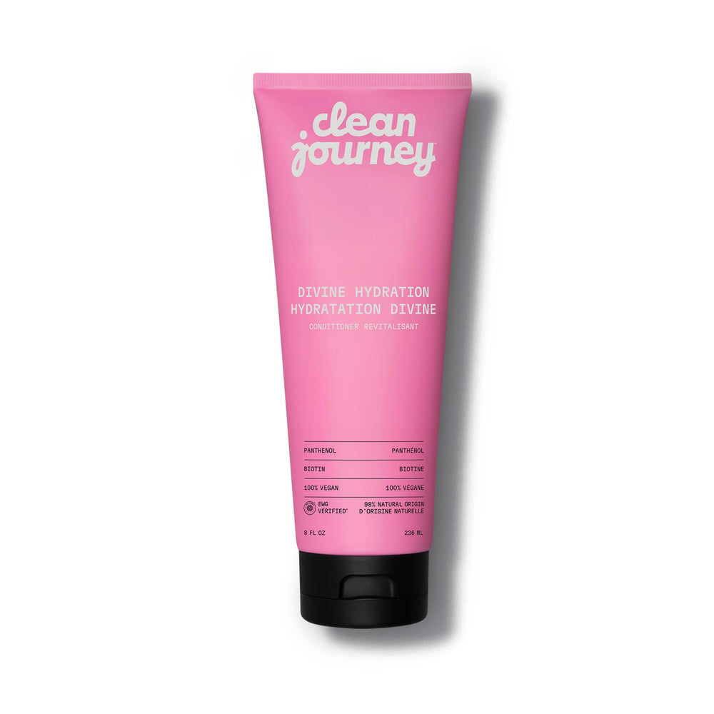cleanjourney Acondicionador Divina Hidratación, botella visible, hidratación profunda para cabello seco