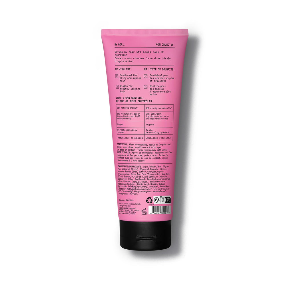 cleanjourney Acondicionador Divina Hidratación, vegano y dermatológicamente probado para cabello suave