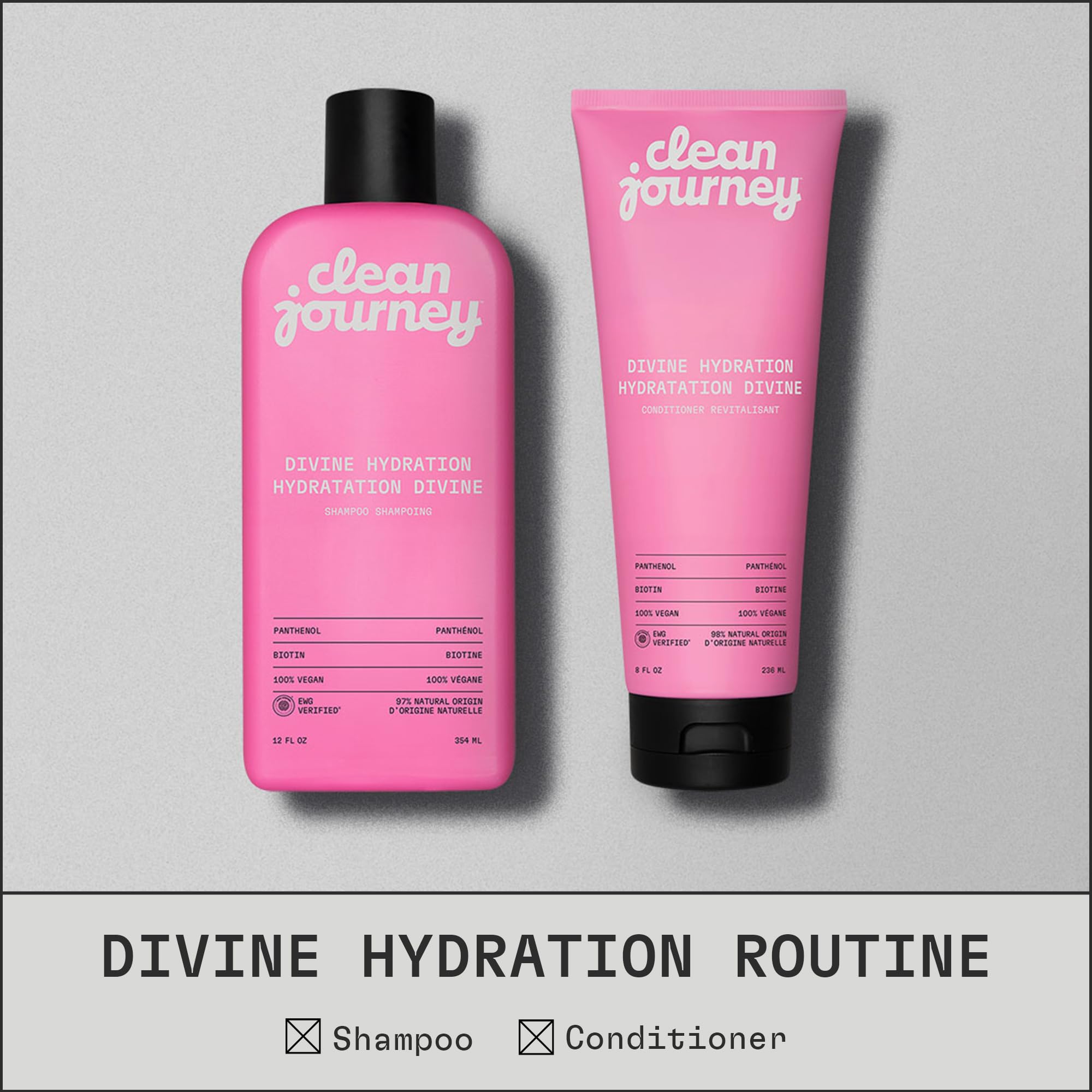 cleanjourney Acondicionador Divina Hidratación, fórmula con panthenol y biotina para humedad equilibrada