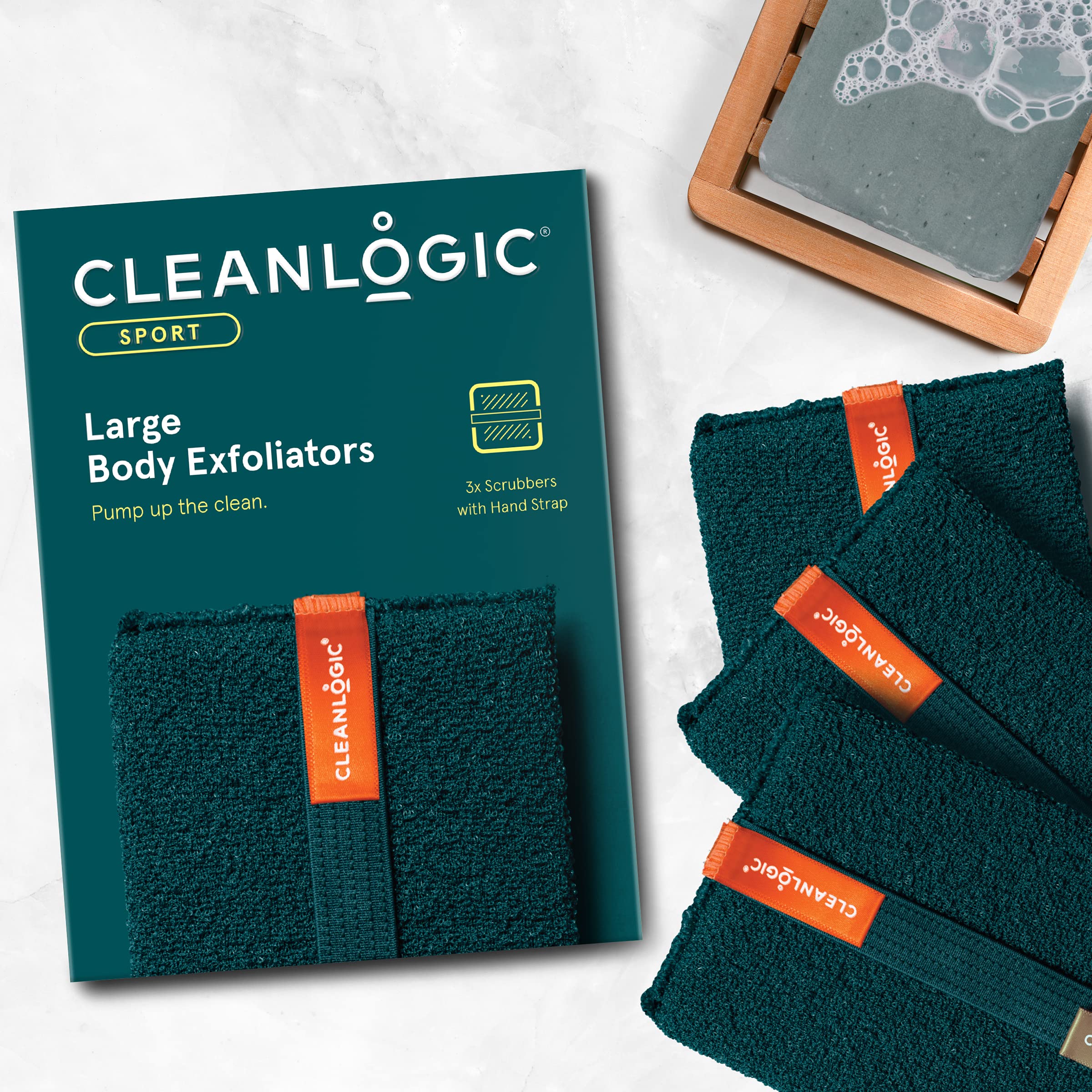 Cleanlogic cepillo corporal grande, masaje circular para renovación de la piel.