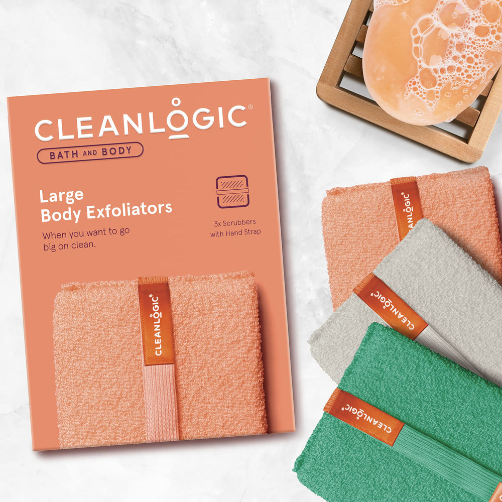 Cleanlogic exfoliador corporal primer plano muestra textura suave