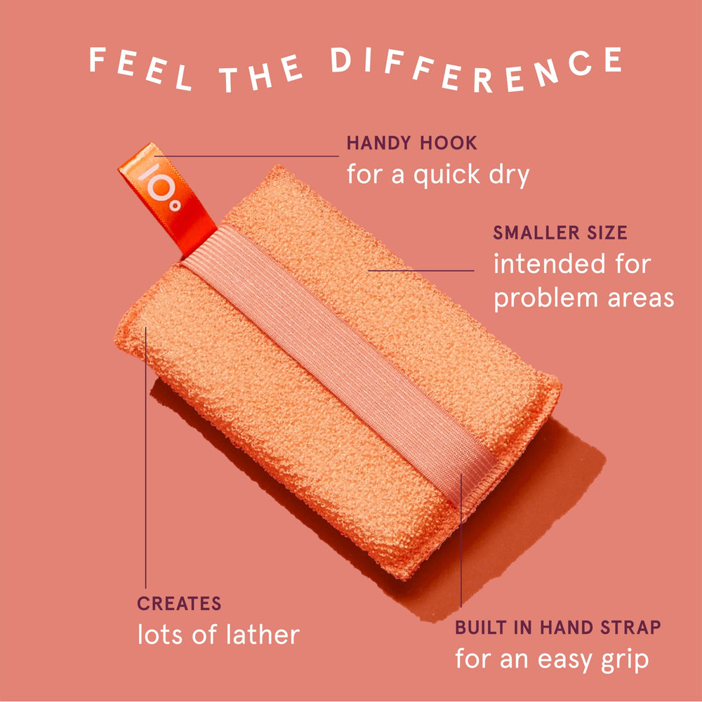 Cleanlogic exfoliating scrubber pack, back view, designed for a deeper clean