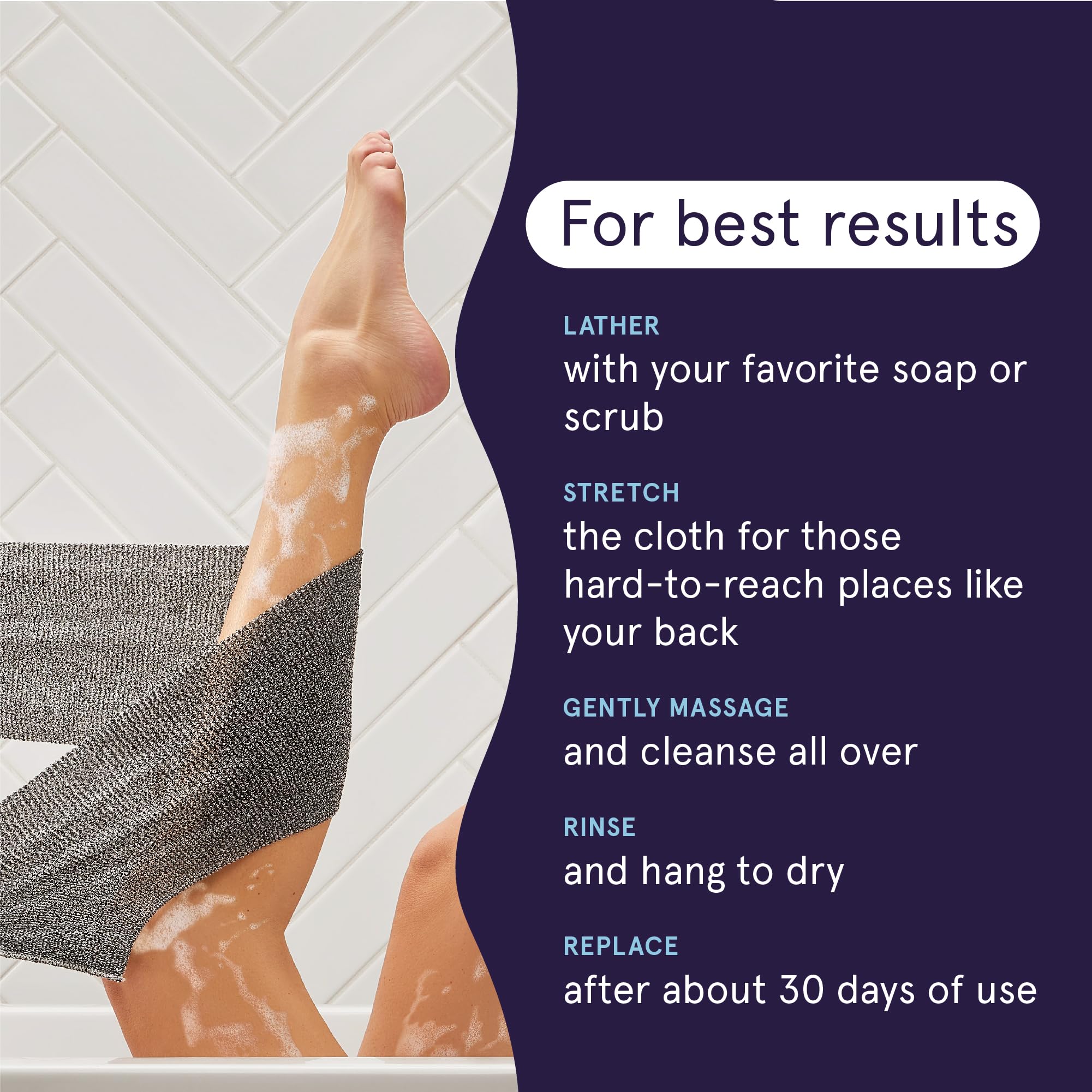 Cleanlogic paquete de 3 toallas exfoliantes para cuidado diario.