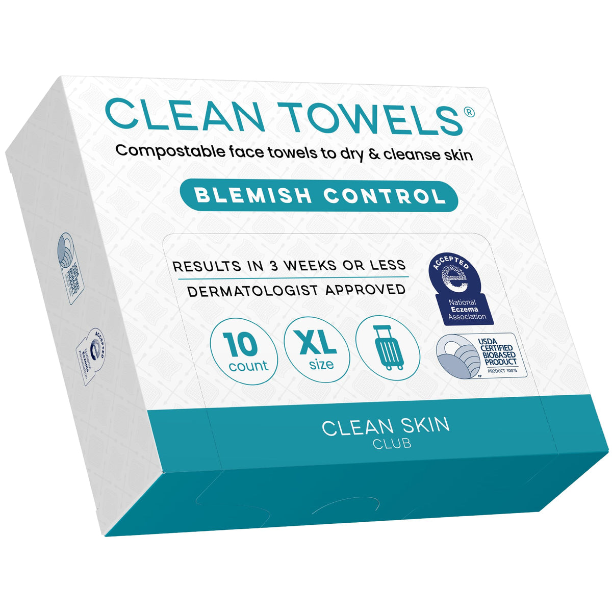Clean Skin Club blemish-control towels in a travel pack for oil control on the go