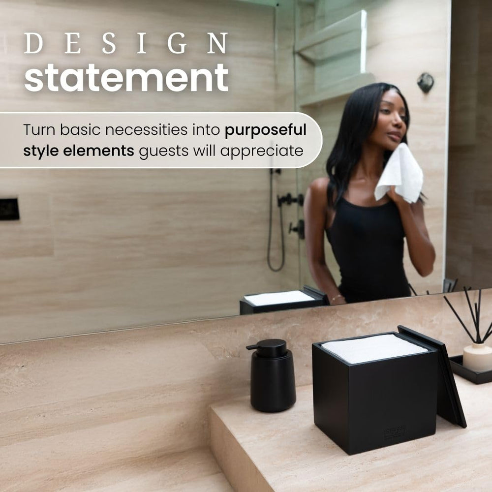 Clean Skin Club cement box compact footprint fits small counters and shelves.