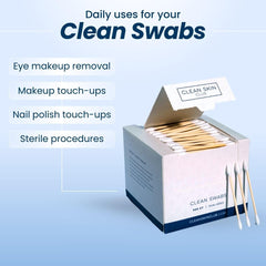 Sturdy bamboo connector on Clean Skin Club swabs for durable use