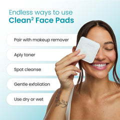 Textured side performing mild exfoliation with Clean² pads