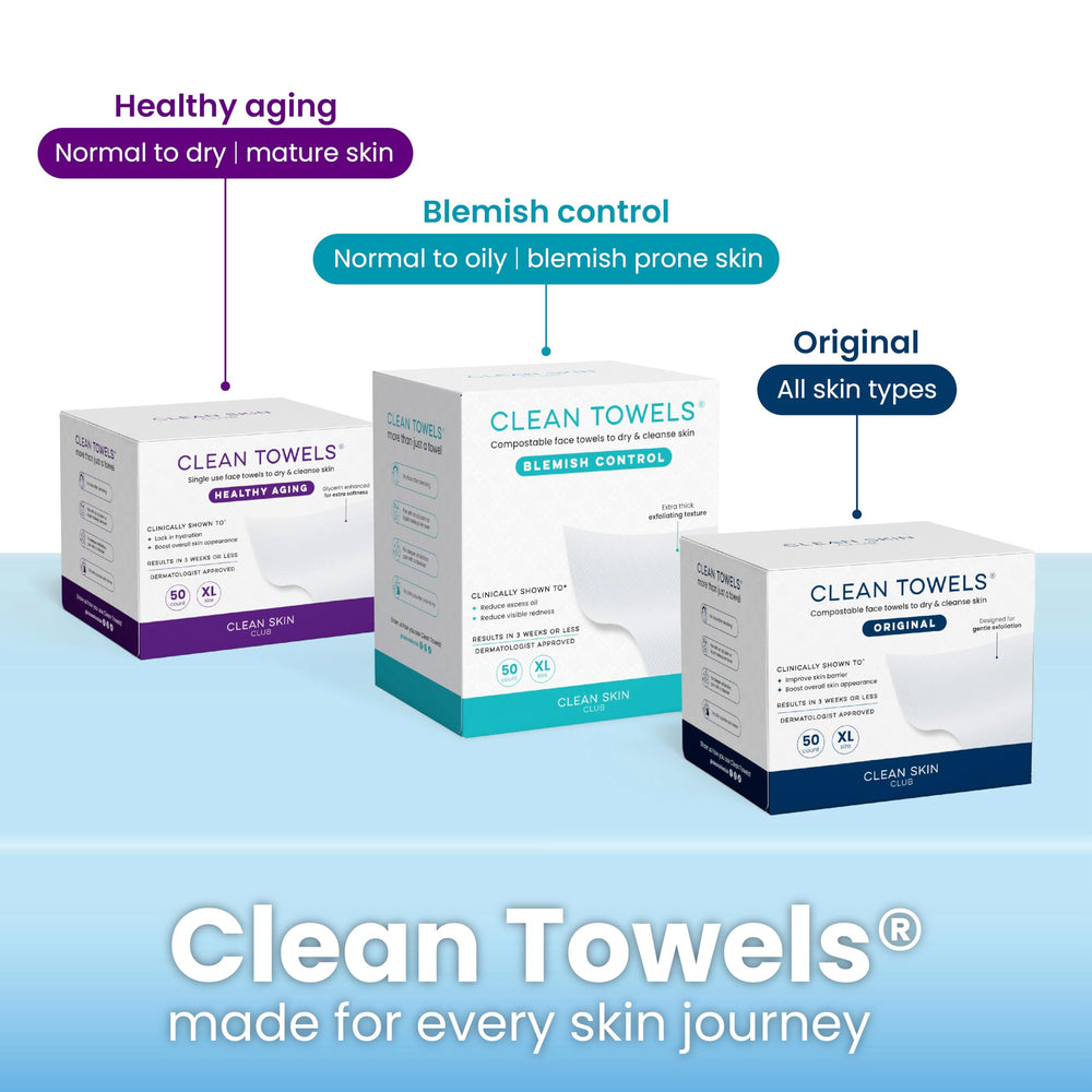 CLEAN SKIN CLUB storage solution helps declutter counters with clear visibility.