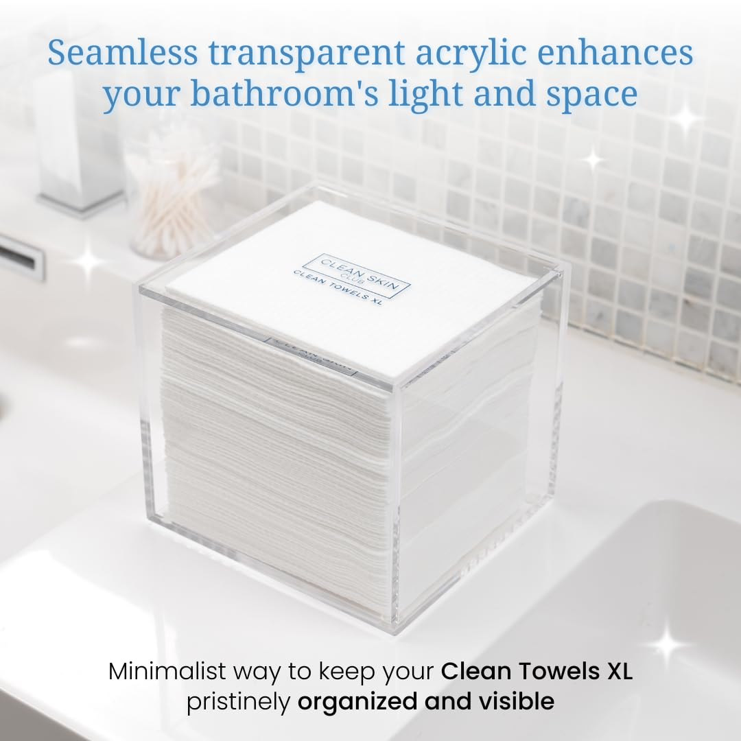 CLEAN SKIN CLUB transparent design complements any decor while organizing essentials.