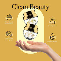Clear Beauty brillo suave en la piel con 24K oro y colágeno.