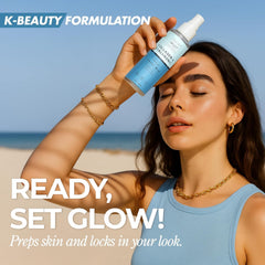 Clear Beauty niebla facial con ácido hialurónico y colágeno para piel más suave.