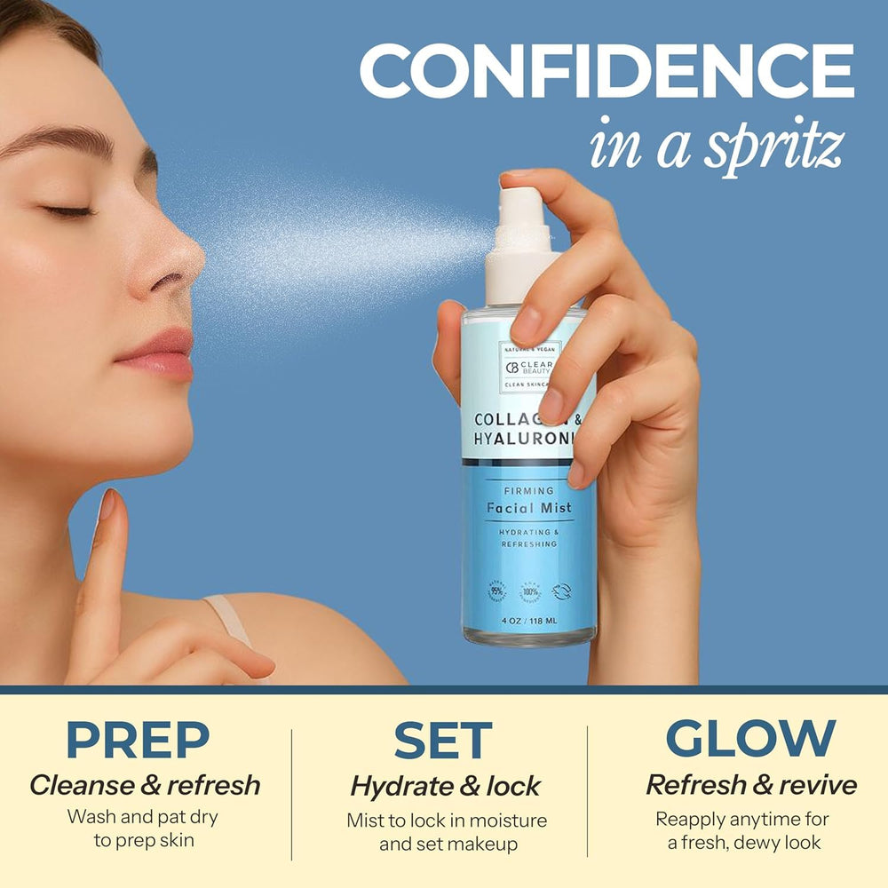 Clear Beauty aplicación suave en cara y cuello para revitalizar la apariencia.