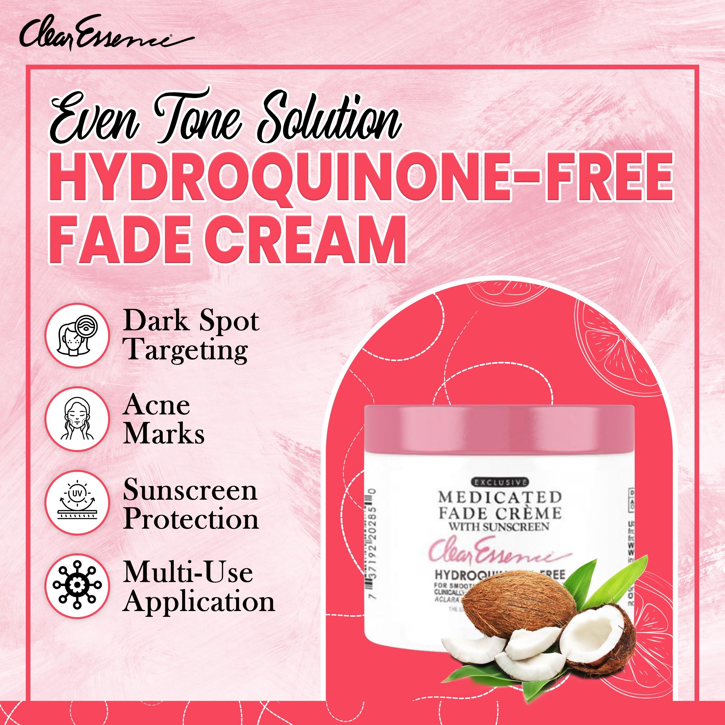 Clear Essence Fade Creme, ingredientes clave para abordar manchas oscuras.