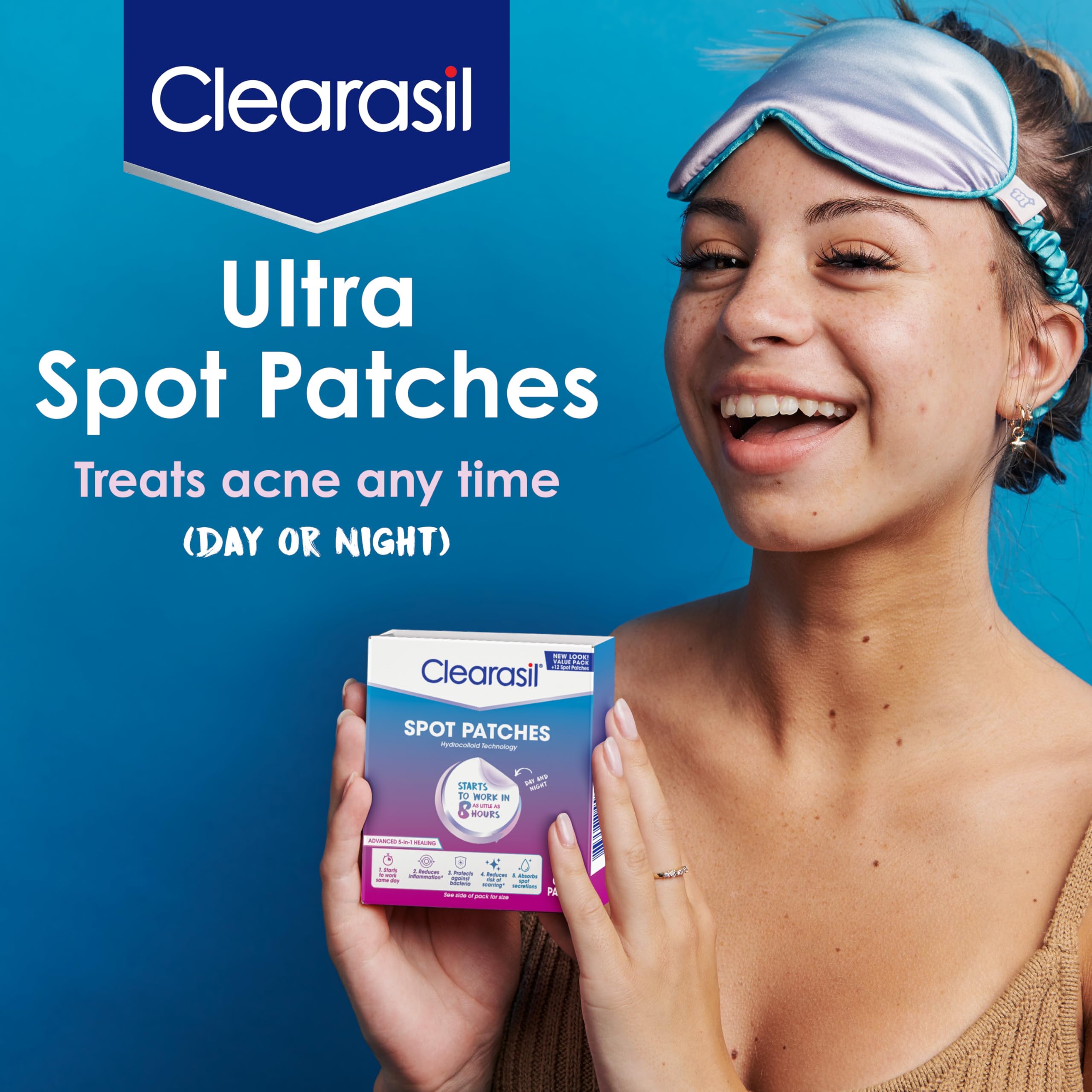 Clearasil parches aplicación nocturna facilita tratamiento sin resecar.