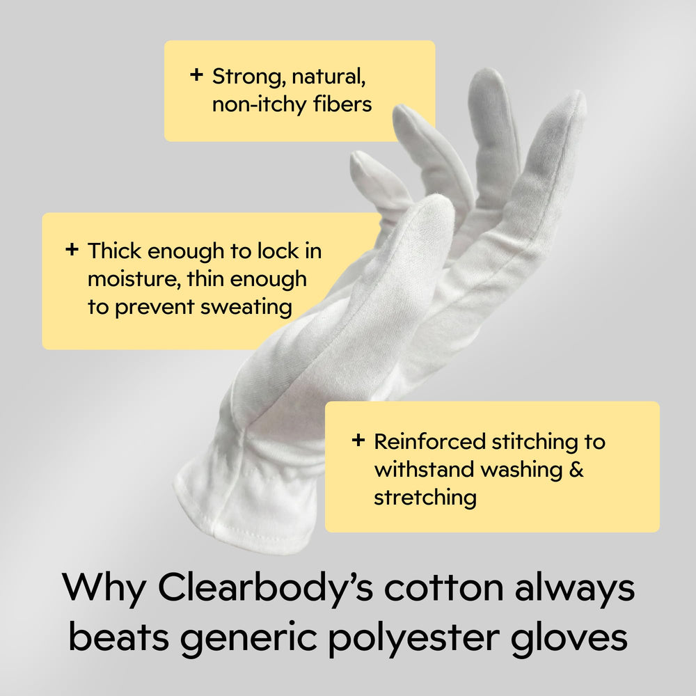 Clearbody Organics gloves for night time care and moisture retention