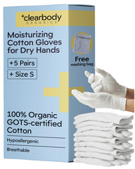Clearbody Organics overnight moisturizing gloves soothe dry hands while you sleep