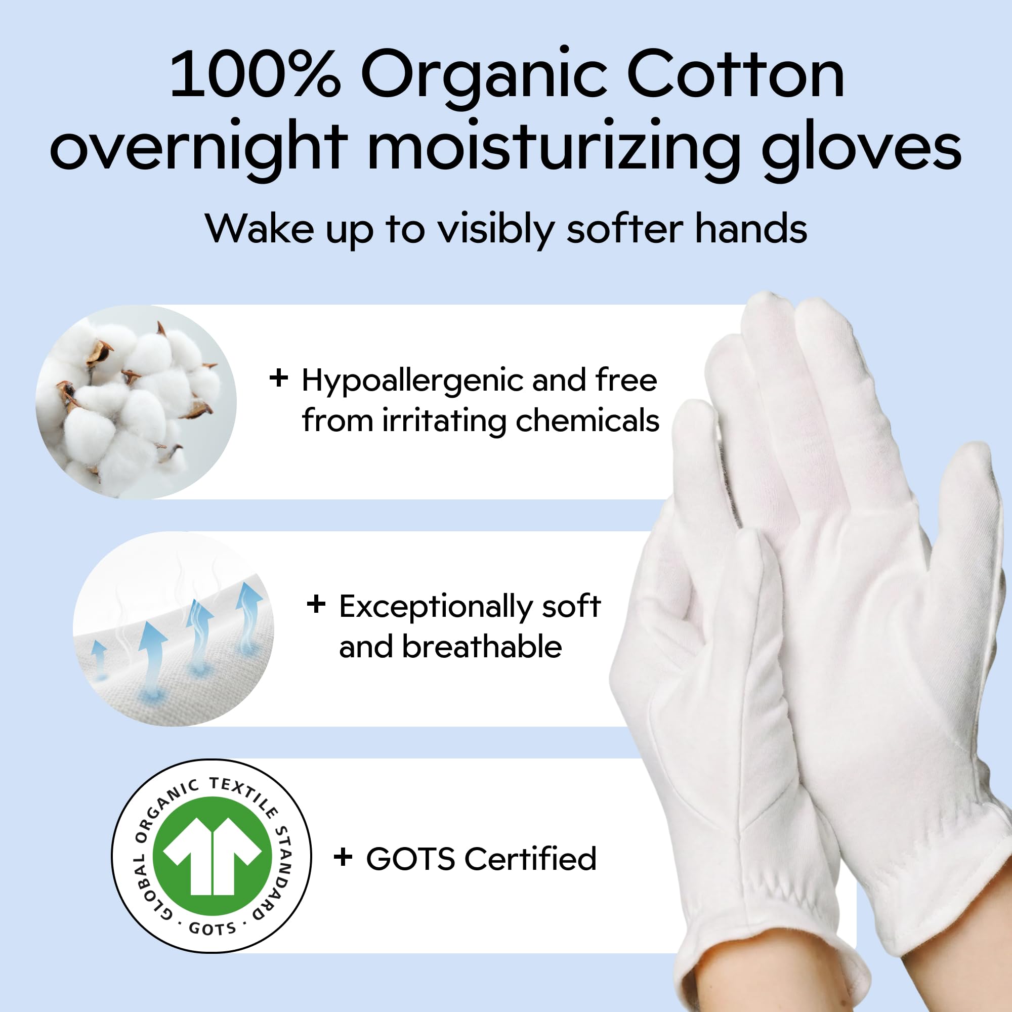 Clearbody Organics soft breathable cotton gloves for sensitive skin