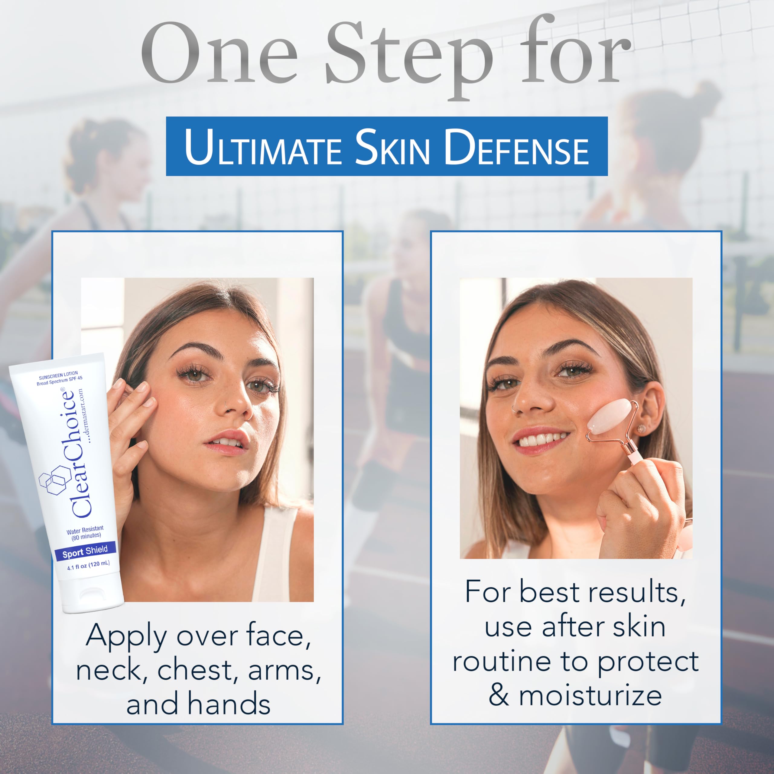 ClearChoice sensitive-skin friendly formula indicates non-comedogenic protection.