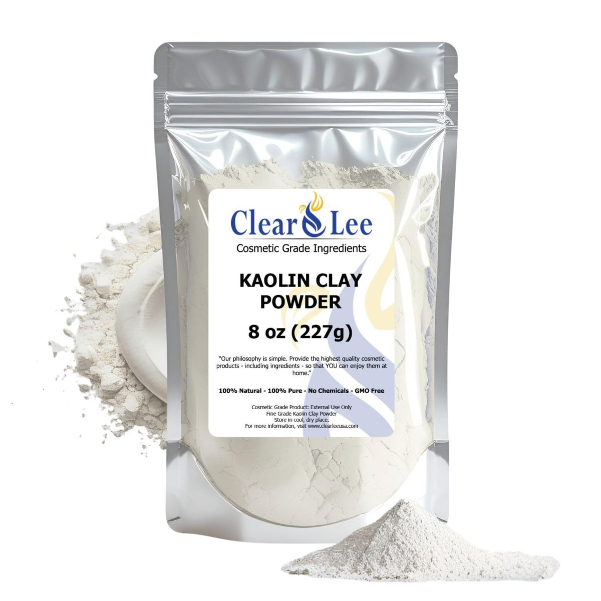 ClearLee polvo cosmético de caolín para detox suave de la piel.