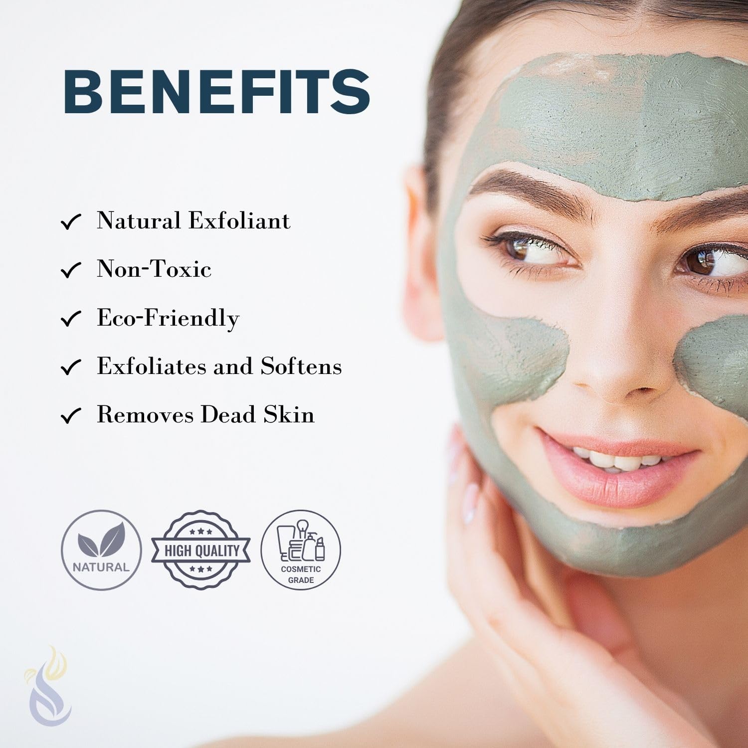 Fine grain pumice powder texture ideal for gentle exfoliation
