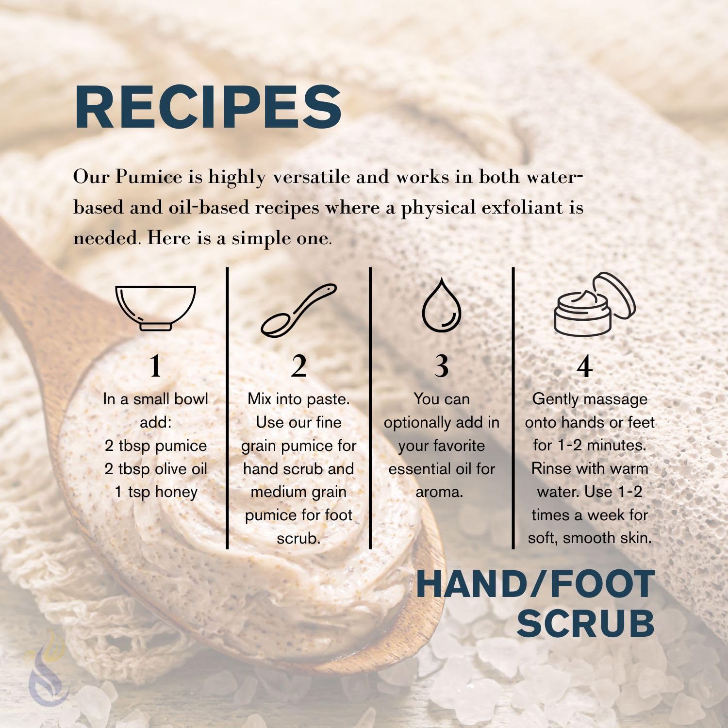 Pumice added to a soap base for spa quality bars