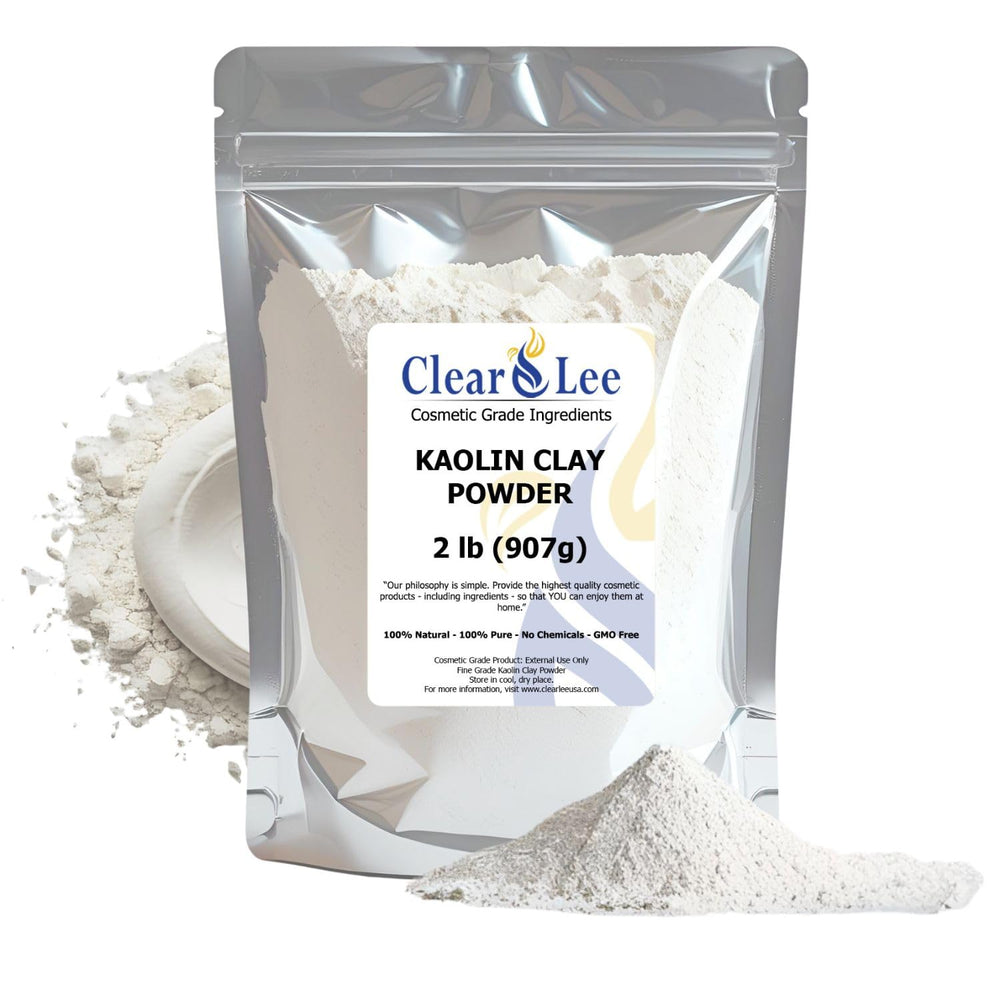 ClearLee Kaolin Clay en bolsa reutilizable para almacenamiento cómodo y limpio.