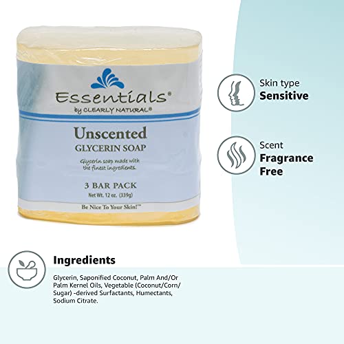 Empaque variado de Clearly Natural, jabón de glicerina sin fragancia para cualquier ducha.
