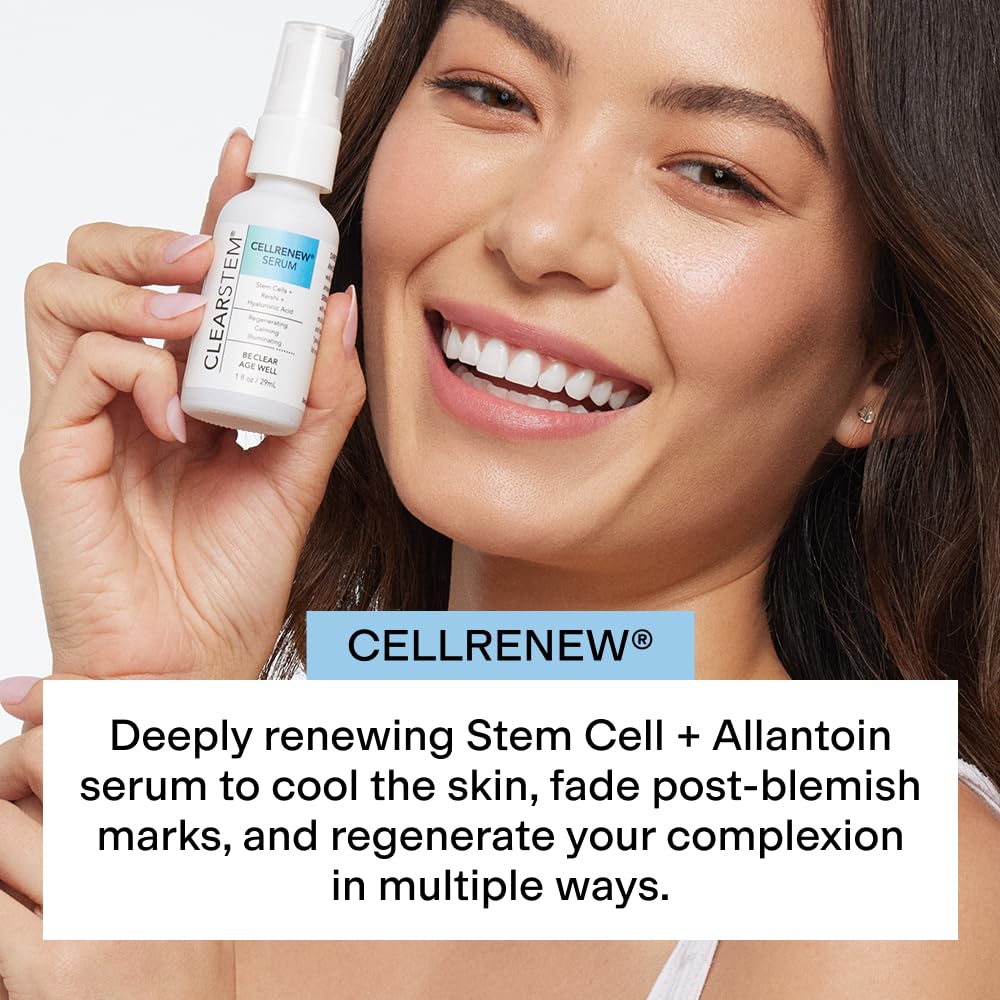 CLEARSTEM CellRenew serum pump on cap illustrates precise application.