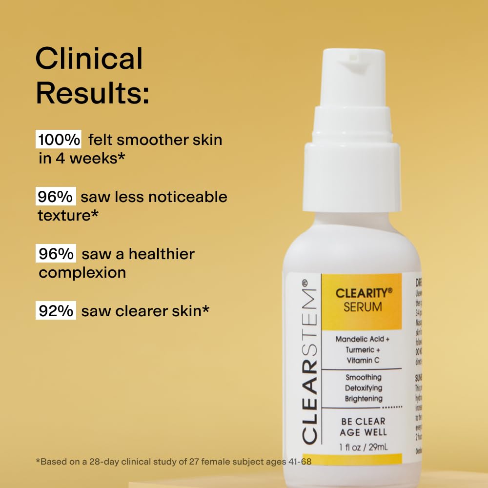 CLEARSTEM CLEARITY ingredients collage featuring vitamin C and turmeric