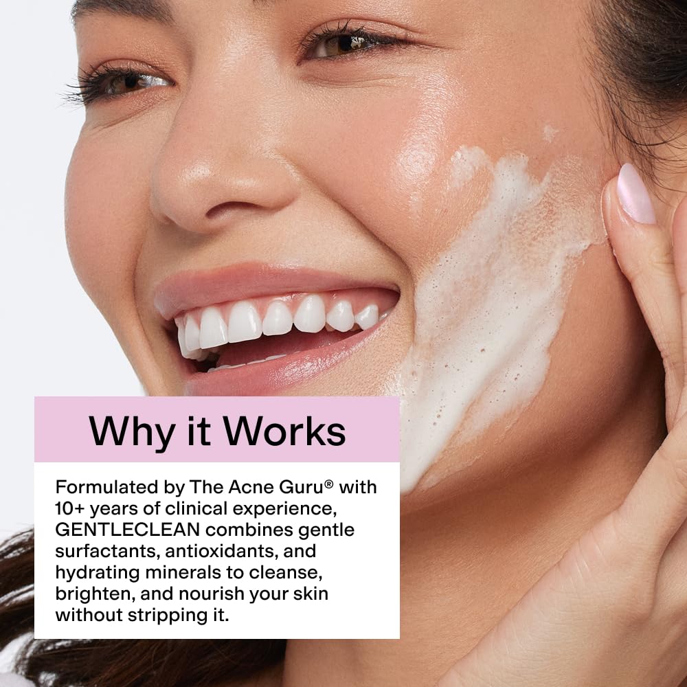 CLEARSTEM GentleClean rinsing action illustrates easy, thorough rinse-off leaving skin calm.
